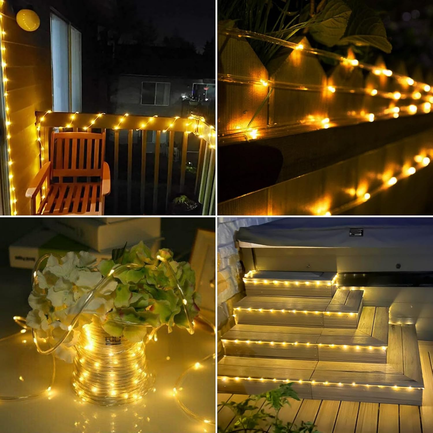 Thumbnail 6 de Jnaurb Solar Rope Lights, 66 ft, 200 LEDs, 8 Modes, Warm White