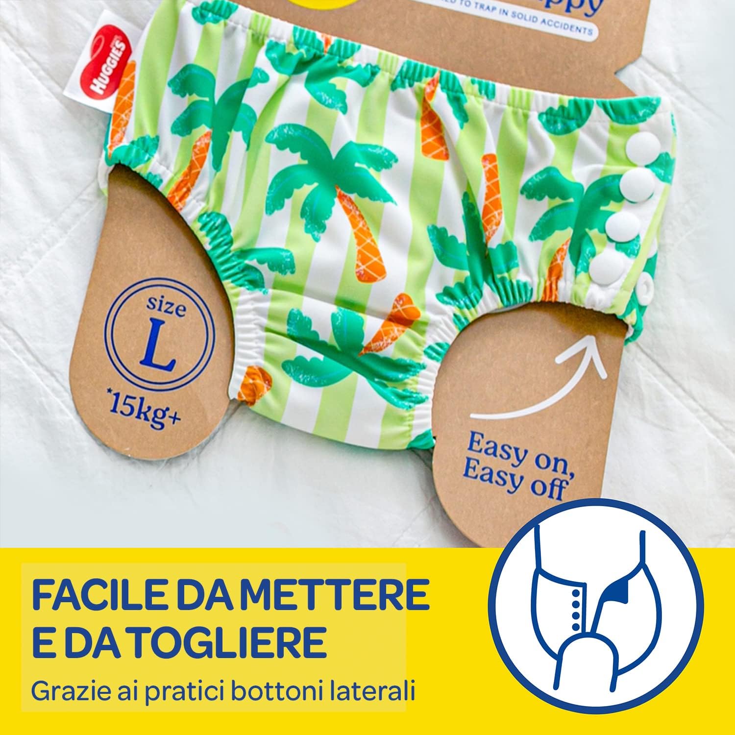 Thumbnail 3 de Huggies Little Swimmers Pannolino Costumino Taglia 3-4 (11-14 kg) – Riutilizzabile, Fantasia Tropicale