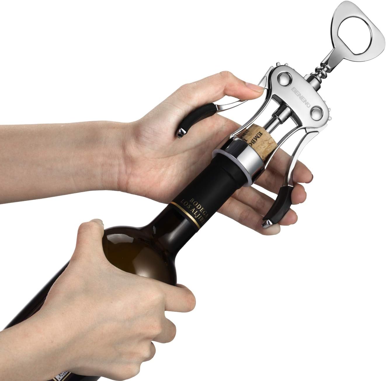 Thumbnail 2 de Beneno Wine Opener: Zinc Alloy Premium Wing Corkscrew with Built-In Bottle Opener