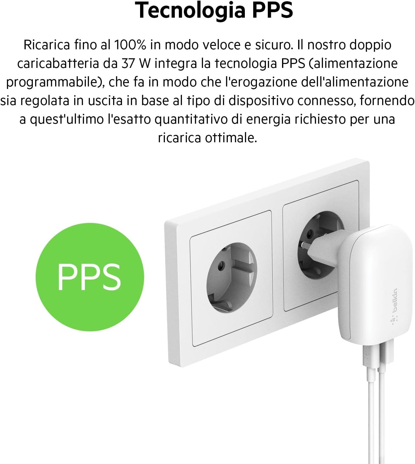 Thumbnail 3 de Belkin Doppio caricabatteria 37 W USB-C PPS