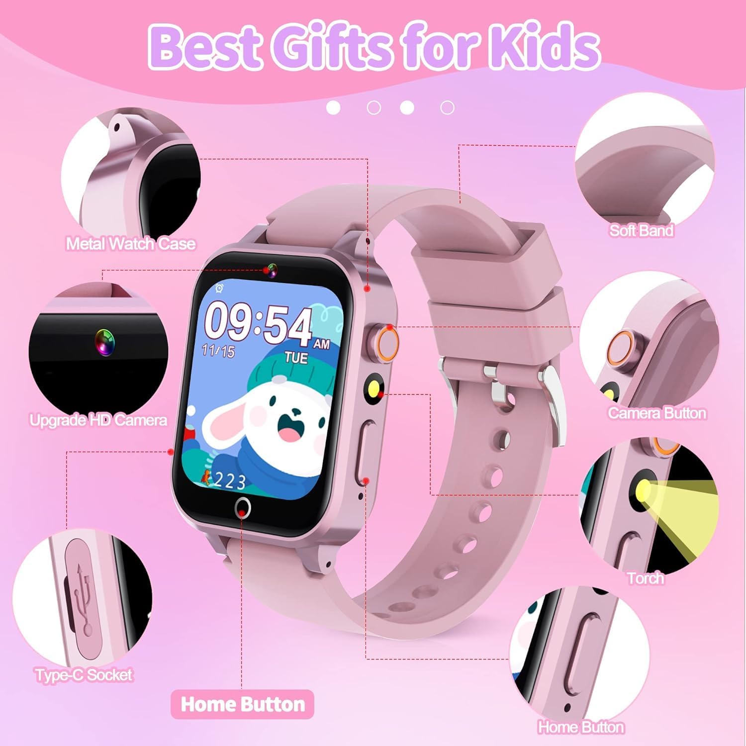 Thumbnail 6 de YEDASAH Montre Connectée Enfant 39 Jeux – HD Caméra, Musique MP3, Anglais et Livres Audio, Podomètre, Mode École, Réveil et Chronomètre