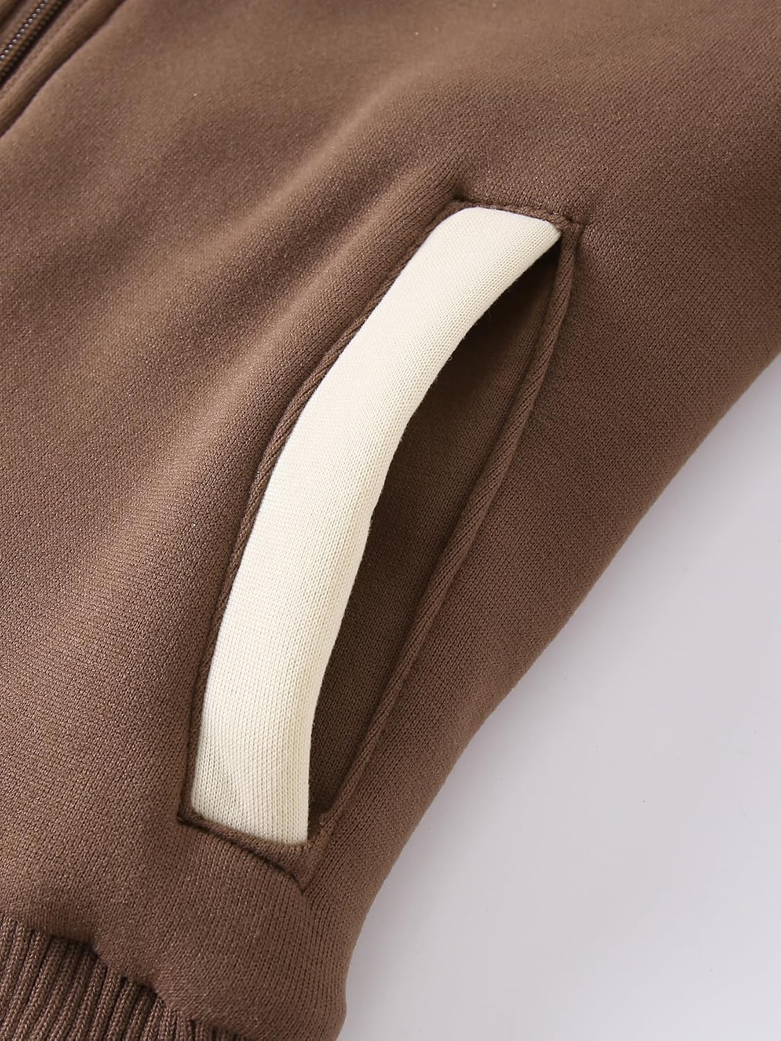 Detalle 2 de Fdqin Boys' Sherpa-Lined Zip-Up Jacket with Hood, Fleece, Two Pockets