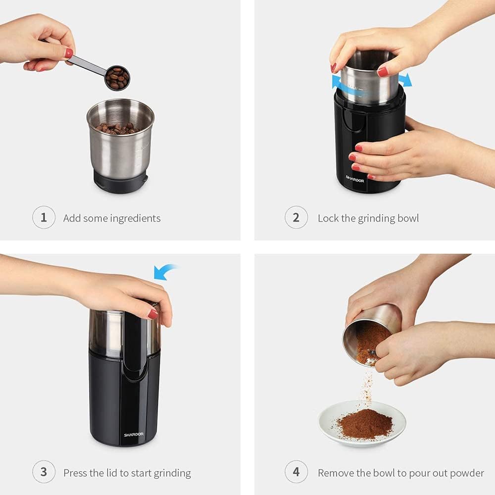 Thumbnail 5 de SHARDOR Coffee grinder 70g with 2 stainless bowls