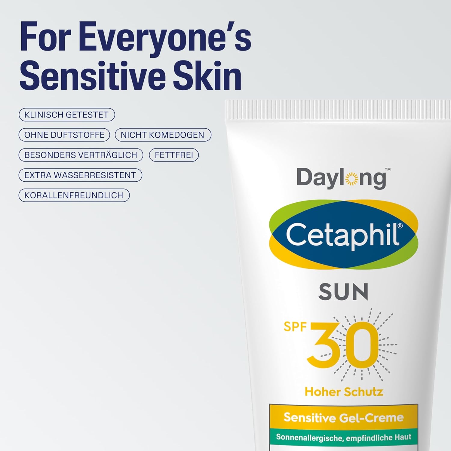 Detalle de Cetaphil sun Daylong 30 sensitive Gel-Creme Körper, 200 ml – Sonnenschutz für empfindliche Haut