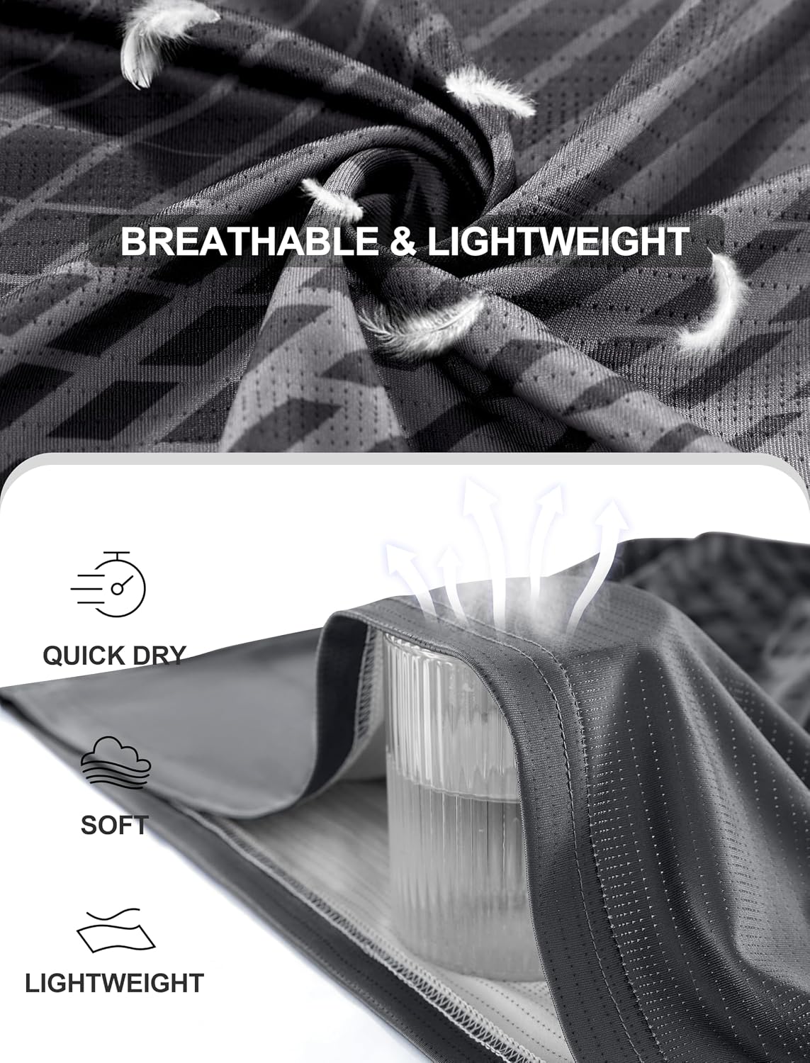 Detalle de Men’s Gym & Running T-Shirts (Moisture Wicking, Quick Dry, Breathable Mesh) – Moisture Wicking Athletic Sport Tee
