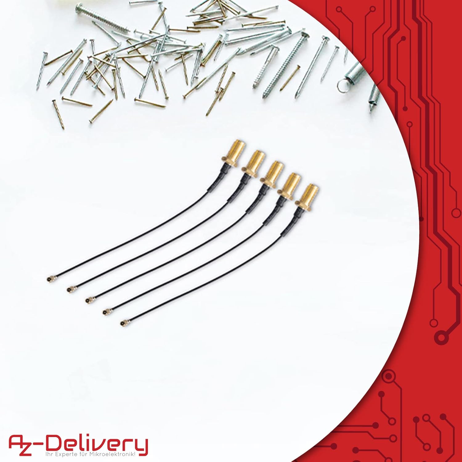Thumbnail 5 de Lot de 5 câbles coaxiaux AZDelivery IPEX vers SMA (pigtail) — 10 cm