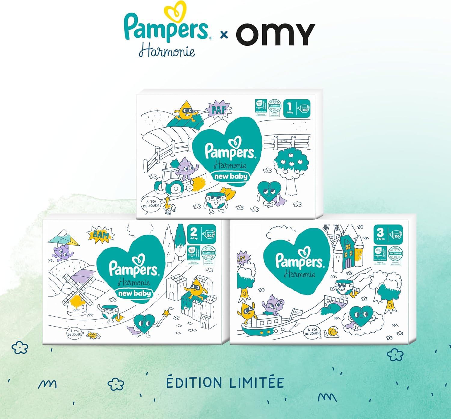Detalle de Pampers Harmonie Couches Édition Limitée – Taille 2, 204 couches