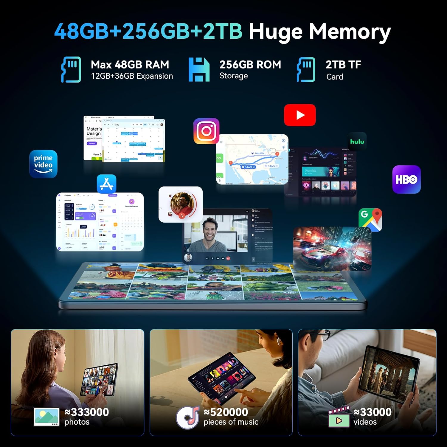 Thumbnail 4 de Latest Android 16 Tablet 12 Inch with Keyboard Work & Study Bundle: T60 (24GB RAM, 256GB ROM)