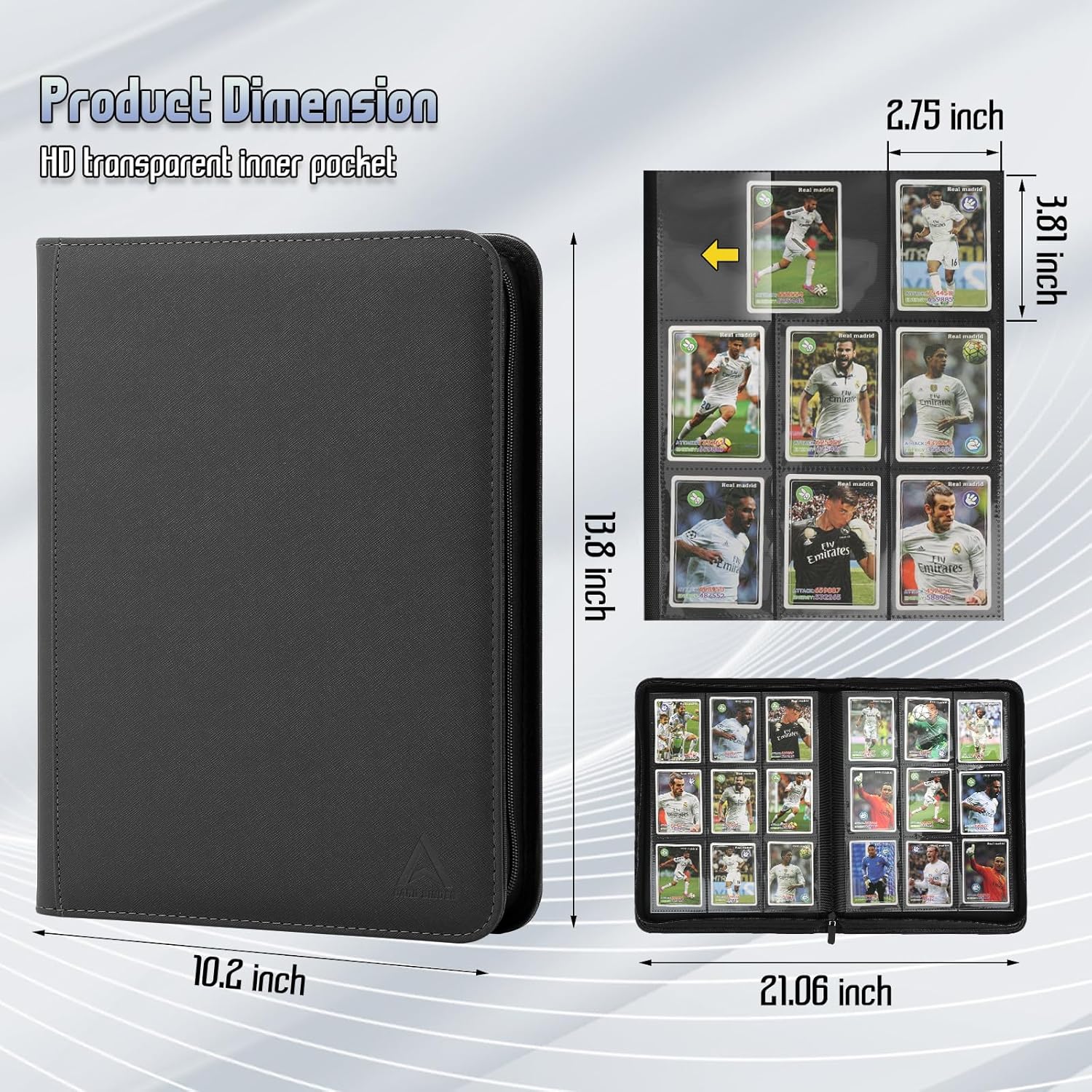 Thumbnail 1 de Arkeiliy Card Binder 9 Pocket: Double-Sided, 540-Card Capacity, Premium Zipper in Black