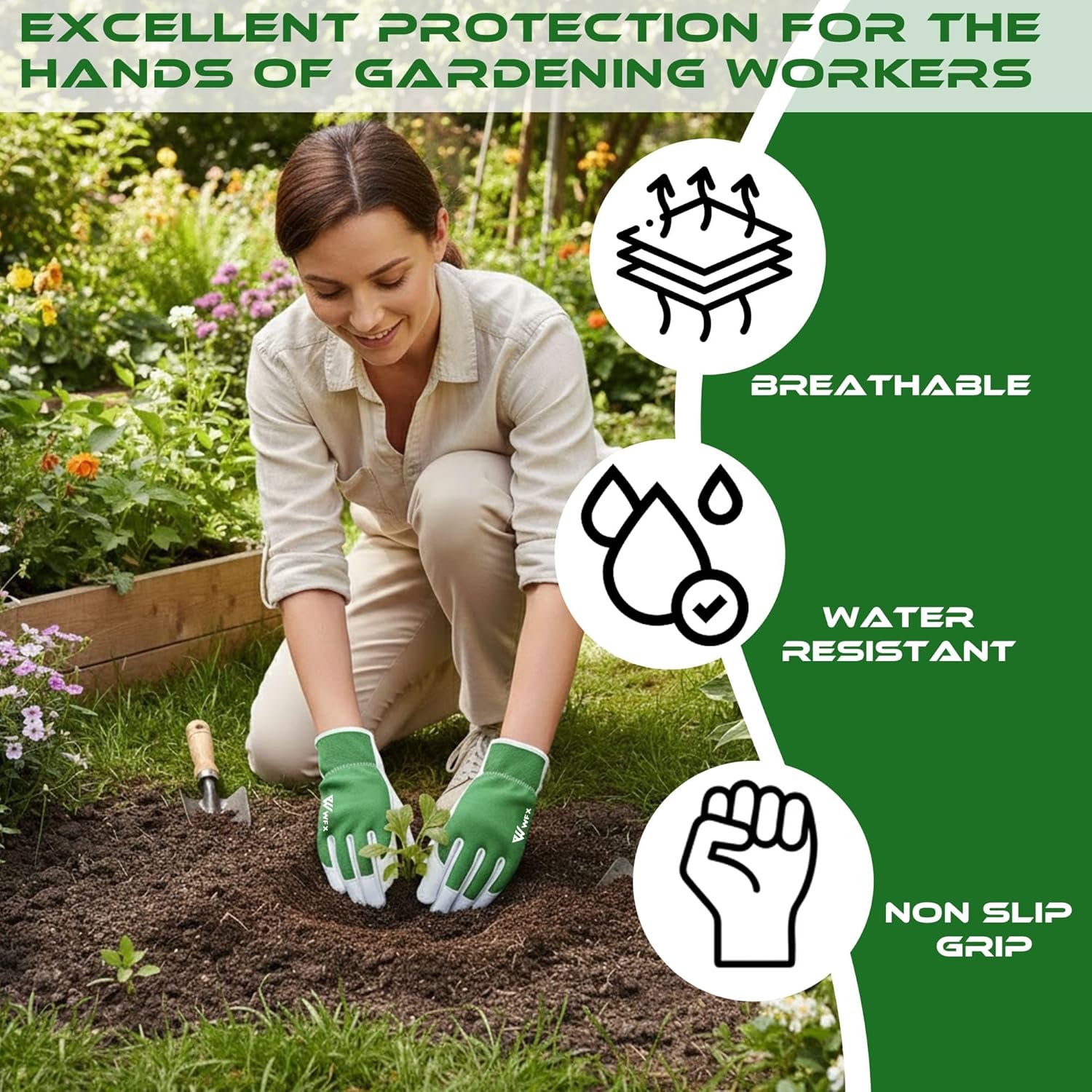 Detalle 2 de WFX Guantes de cuero para jardinería M