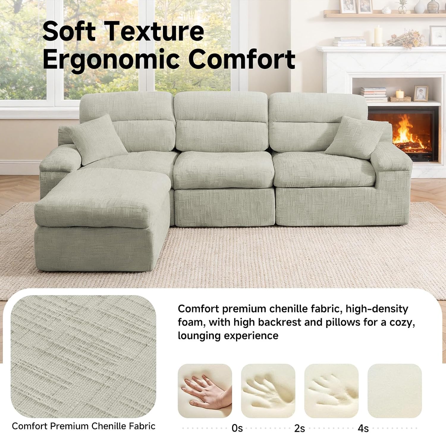Detalle de COOSYCO Sectional Sofa 110-Inch