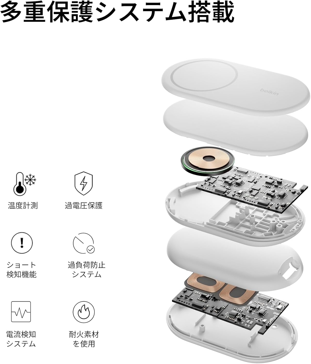 Thumbnail 6 de Belkin Qi2 2-in-1ワイヤレス充電スタンド 折りたたみ式・最大15W・ホワイト