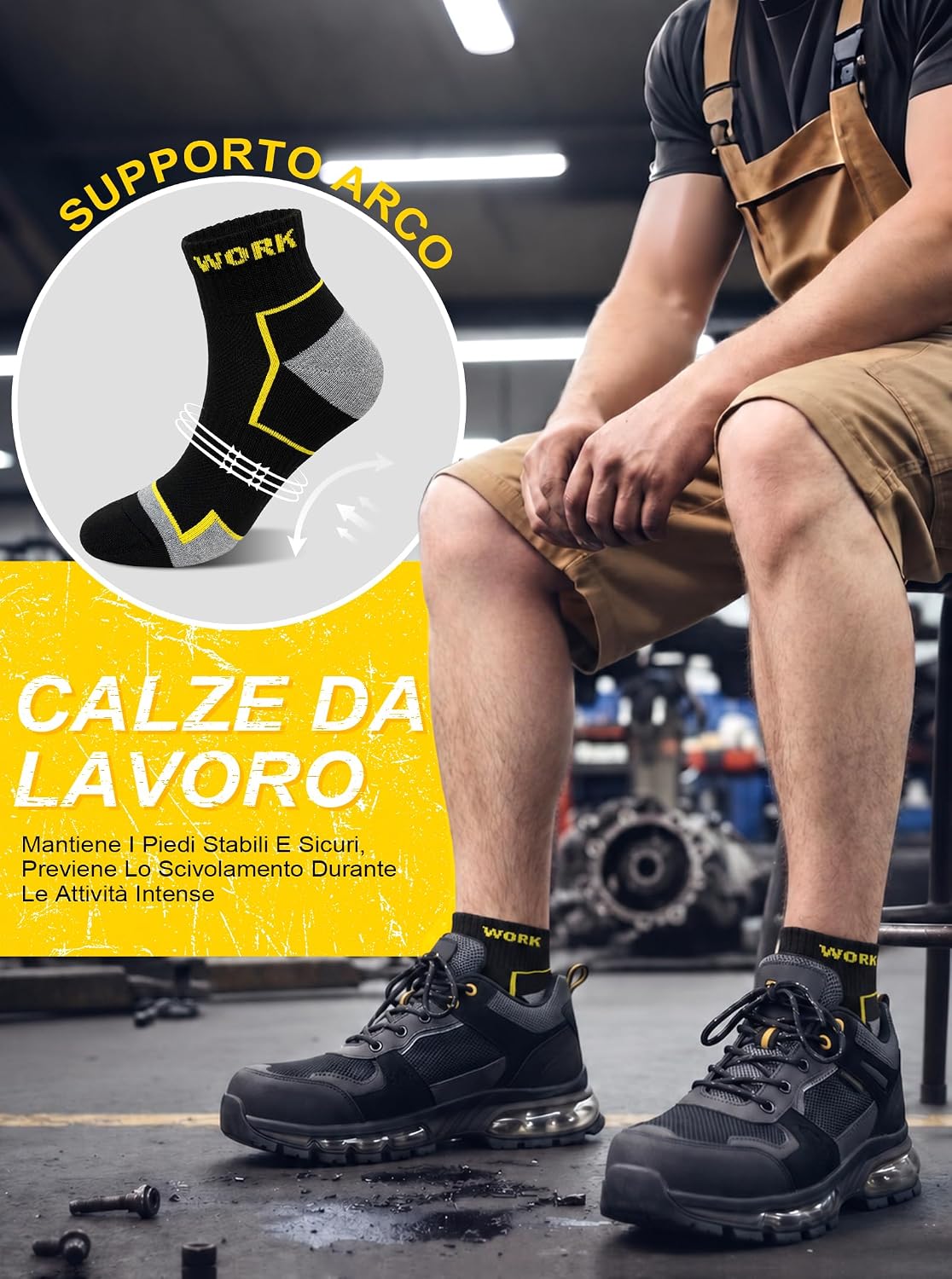 Thumbnail 6 de ZFSOCK Calze da Lavoro Uomo e Donna: Calzini Traspiranti con Suola Rinforzata e Punte Senza Cuciture