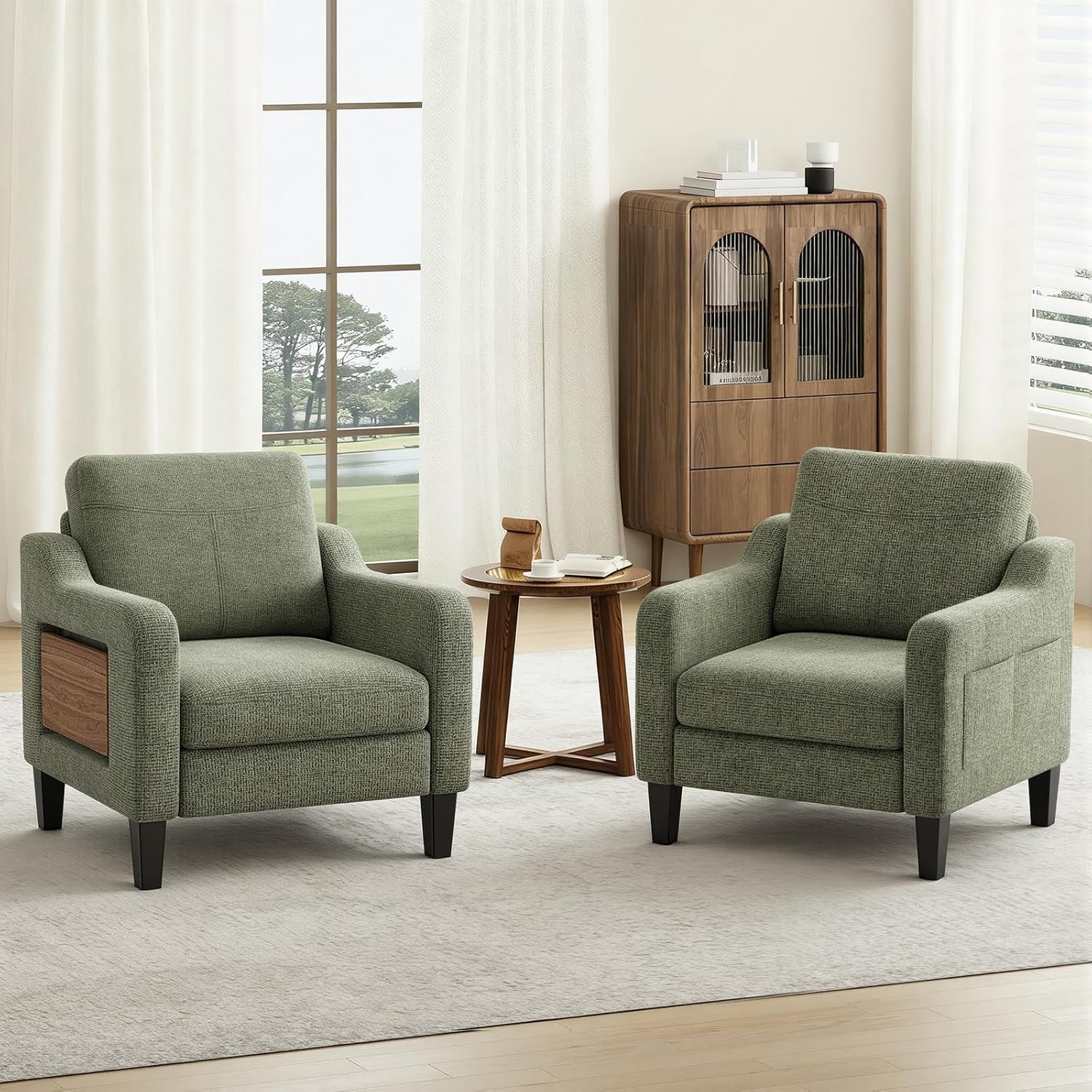 Thumbnail 6 de COLAMY ACW08 Green Accent Chair with Foldable Side Table and Storage