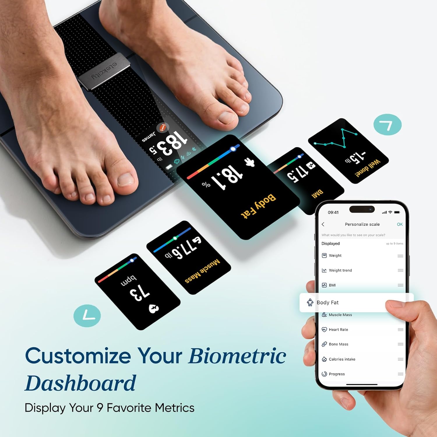 Detalle 1 de Etekcity Smart Body Scale for Fat, Weight & BMI 📈