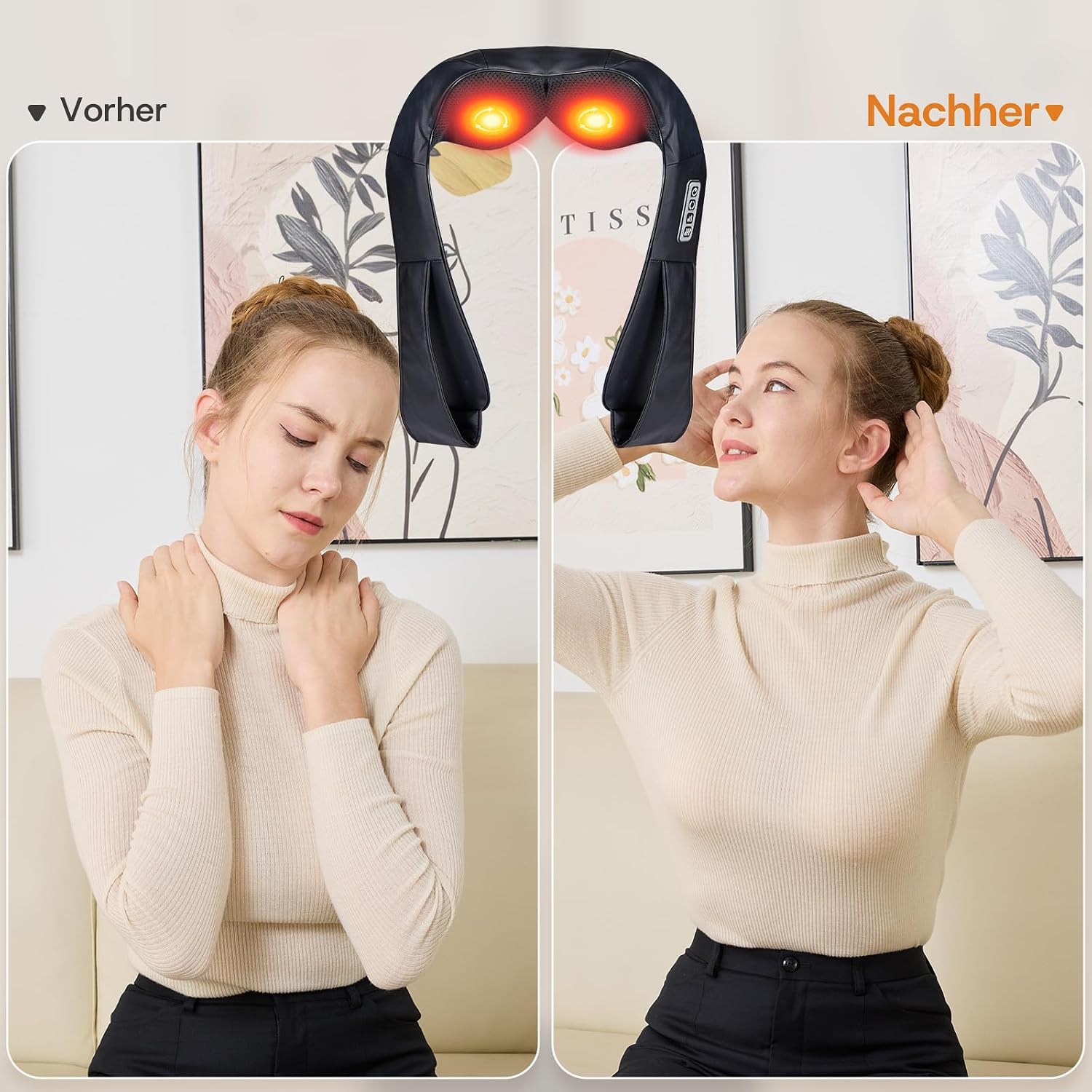 Thumbnail 5 de LAOBEN Shiatsu-Nackenmassagegerät mit Thermostatfunktion – Massagegerät für Nacken, Schulter und Rücken