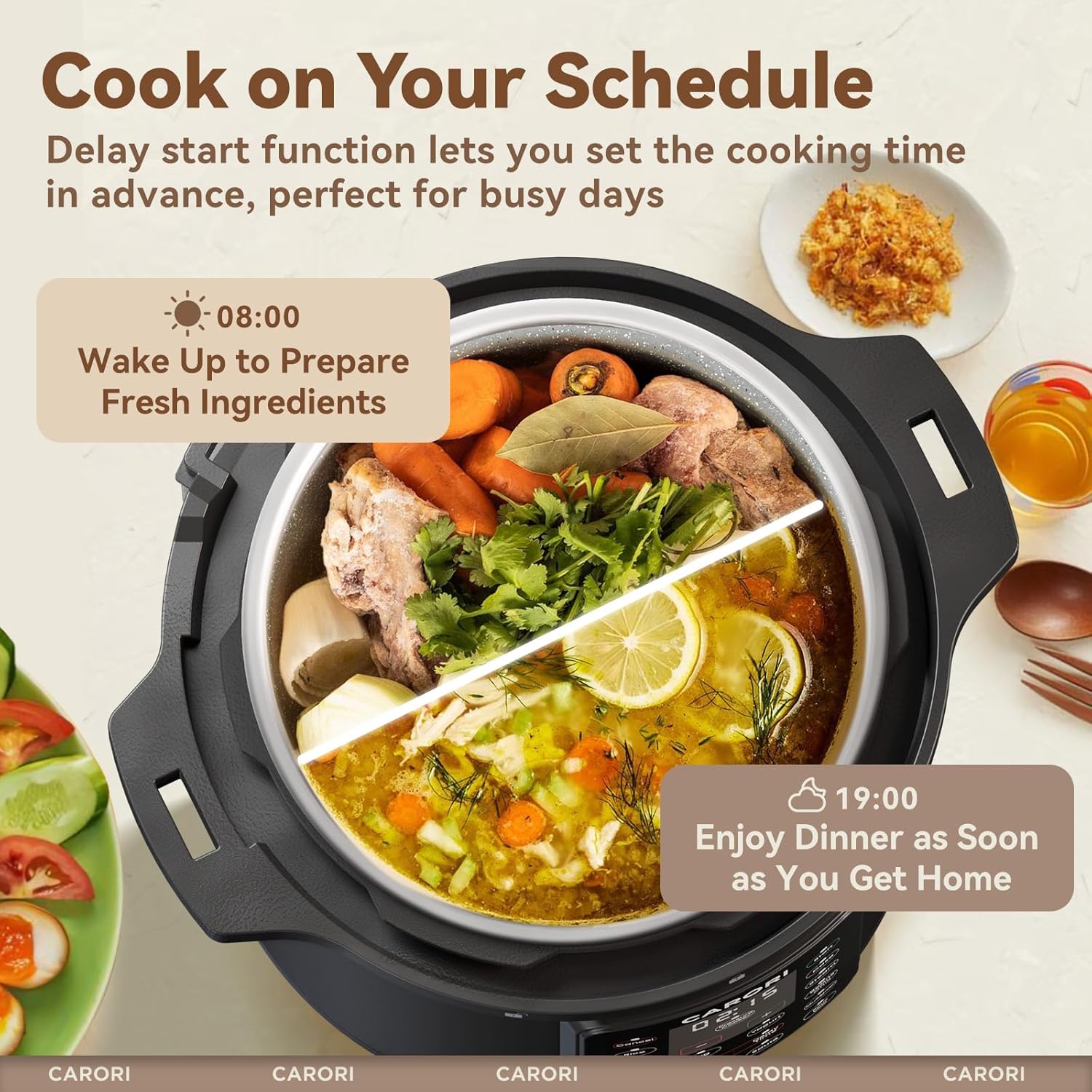 Thumbnail 6 de 12-in-1 8-Quart Electric Pressure Cooker (1200W) by CARORI: All-in-One Multi-Cooker