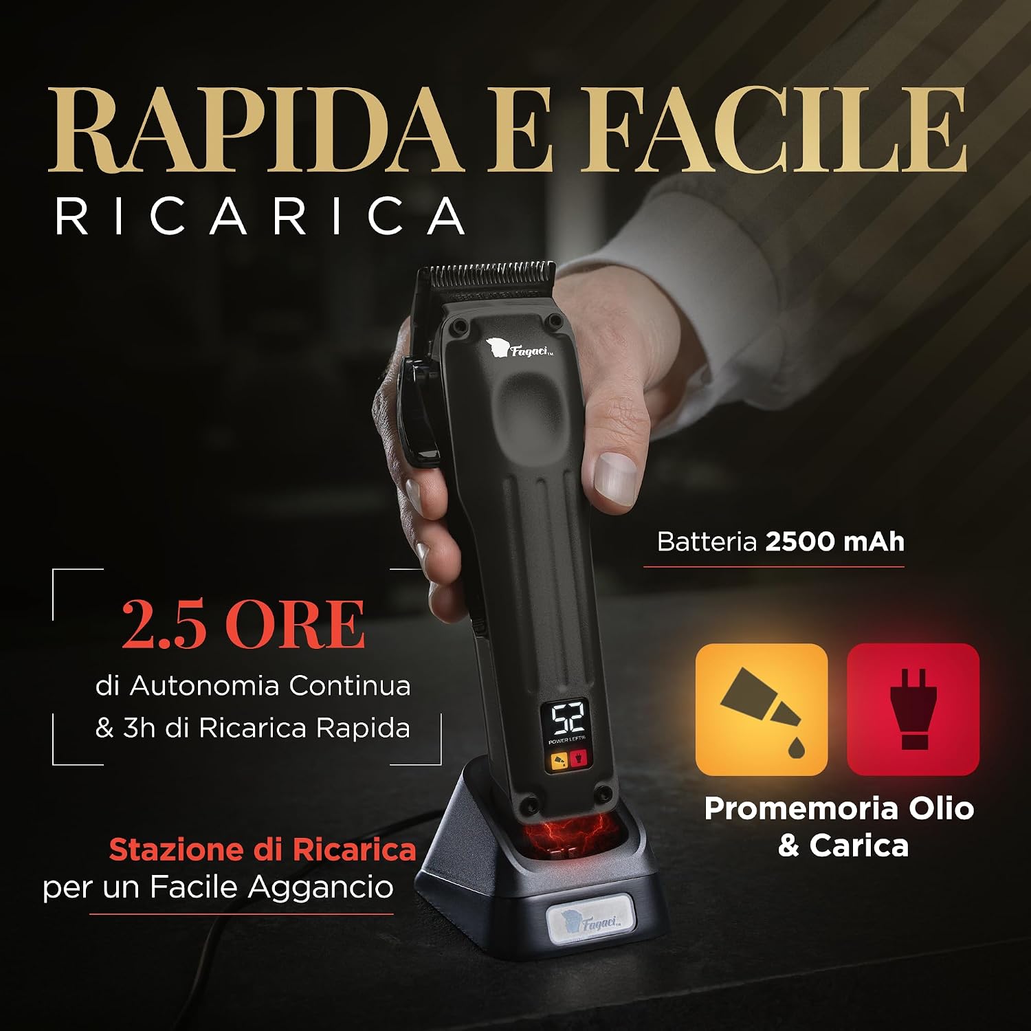Thumbnail 5 de Fagaci Tagliacapelli Uomo Professionale Fusion con 2 Lame: Fade & Taper, 5x Affilatura più Duratura