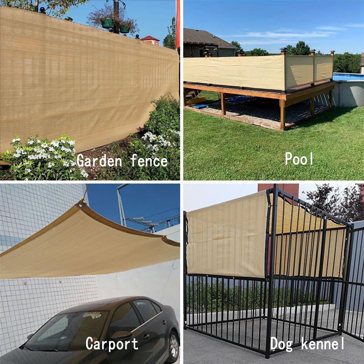 Detalle de Vocray 90% Sun Shades for Patio: 3.5x6 m Beige Breathable UV Blocking Shade Cloth