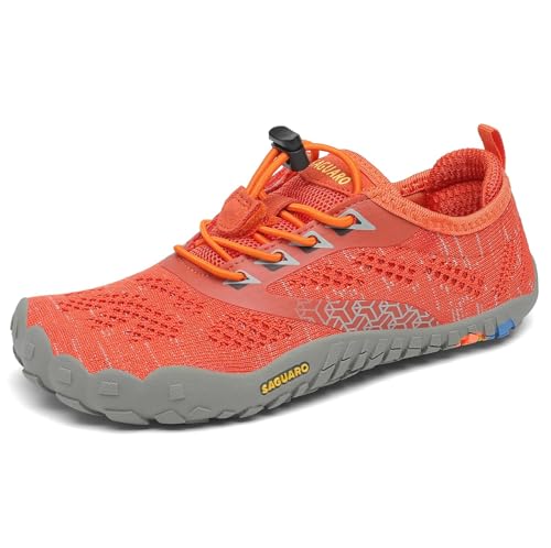 Detalle de SAGUARO Barefoot Zapatillas de trail running minimalistas para niños (naranja)