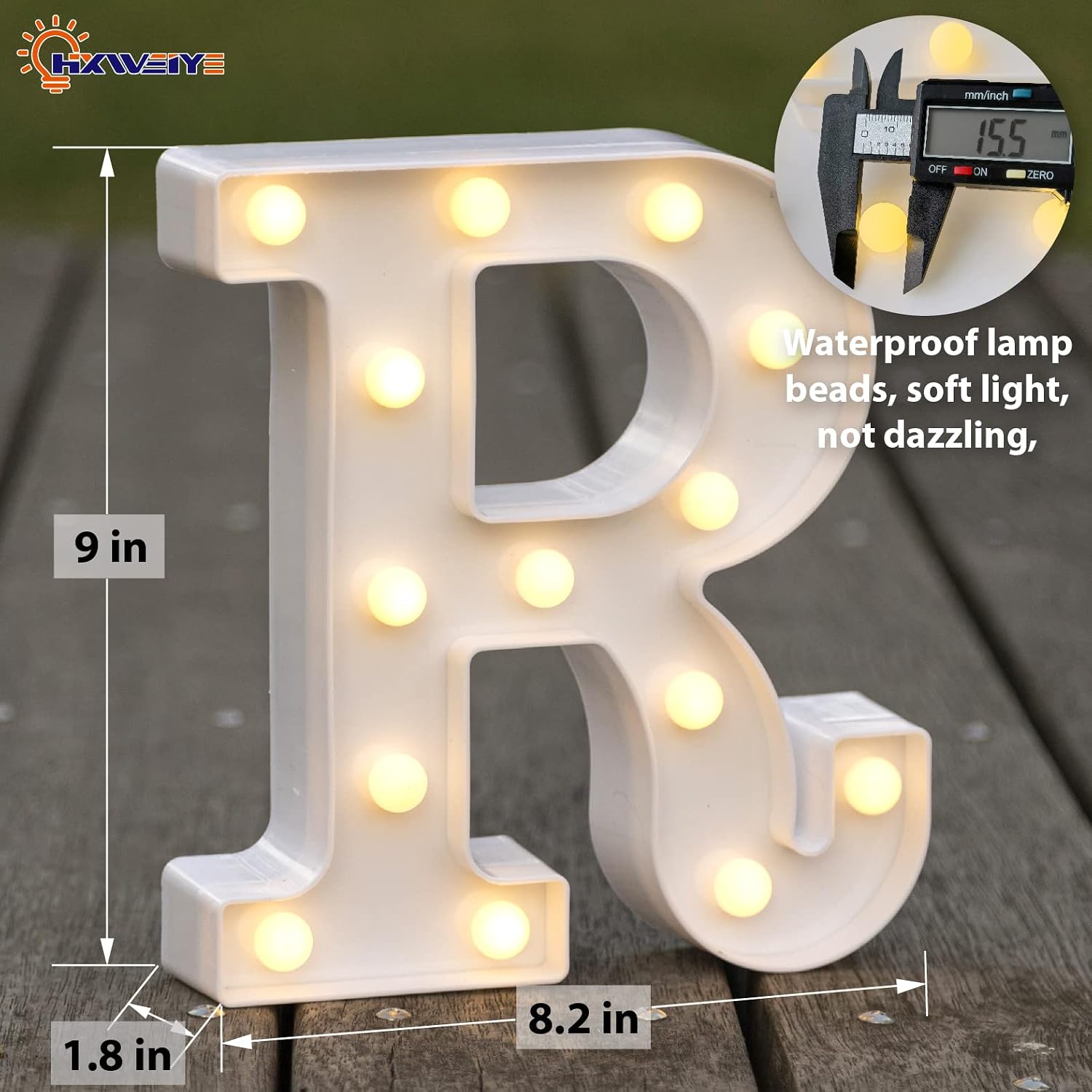 Thumbnail 2 de HXWEIYE Light Up Letter R, Warm White LED Marquee, Battery-Powered