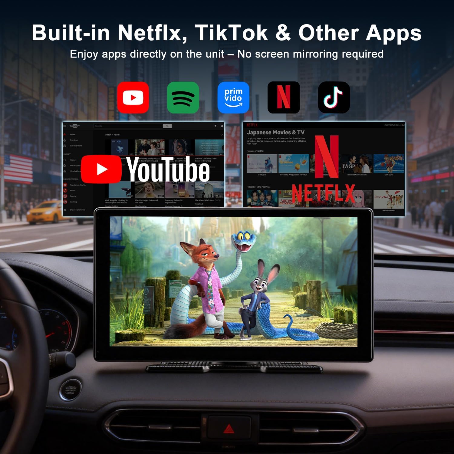 Thumbnail 2 de 9-inch Wireless CarPlay & Android Auto Screen with Built-In Streaming Apps and HD Backup Camera