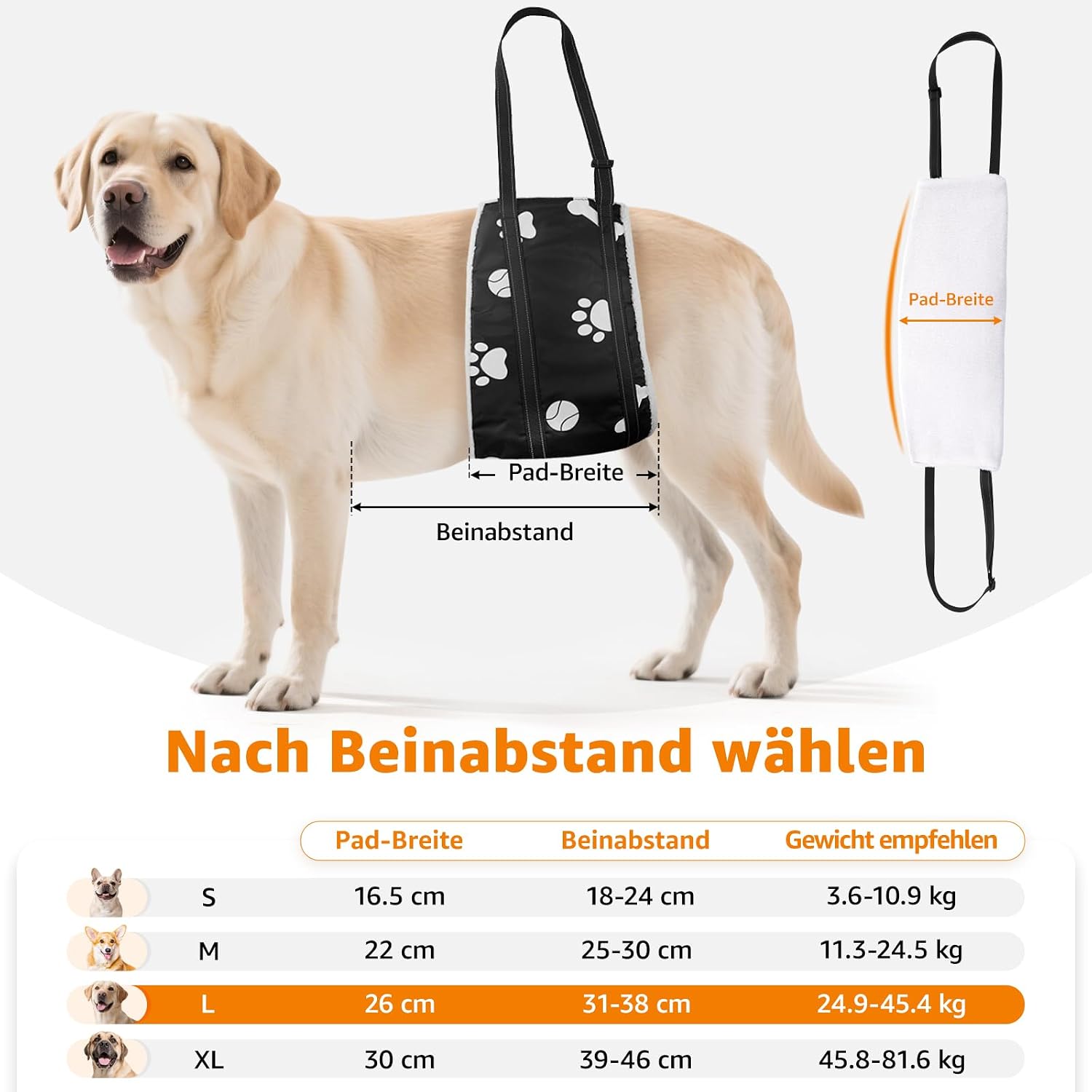Detalle 2 de Weiche Hunde Tragehilfe: Verstellbare Gehhilfe für Hunde in verschiedenen Größen