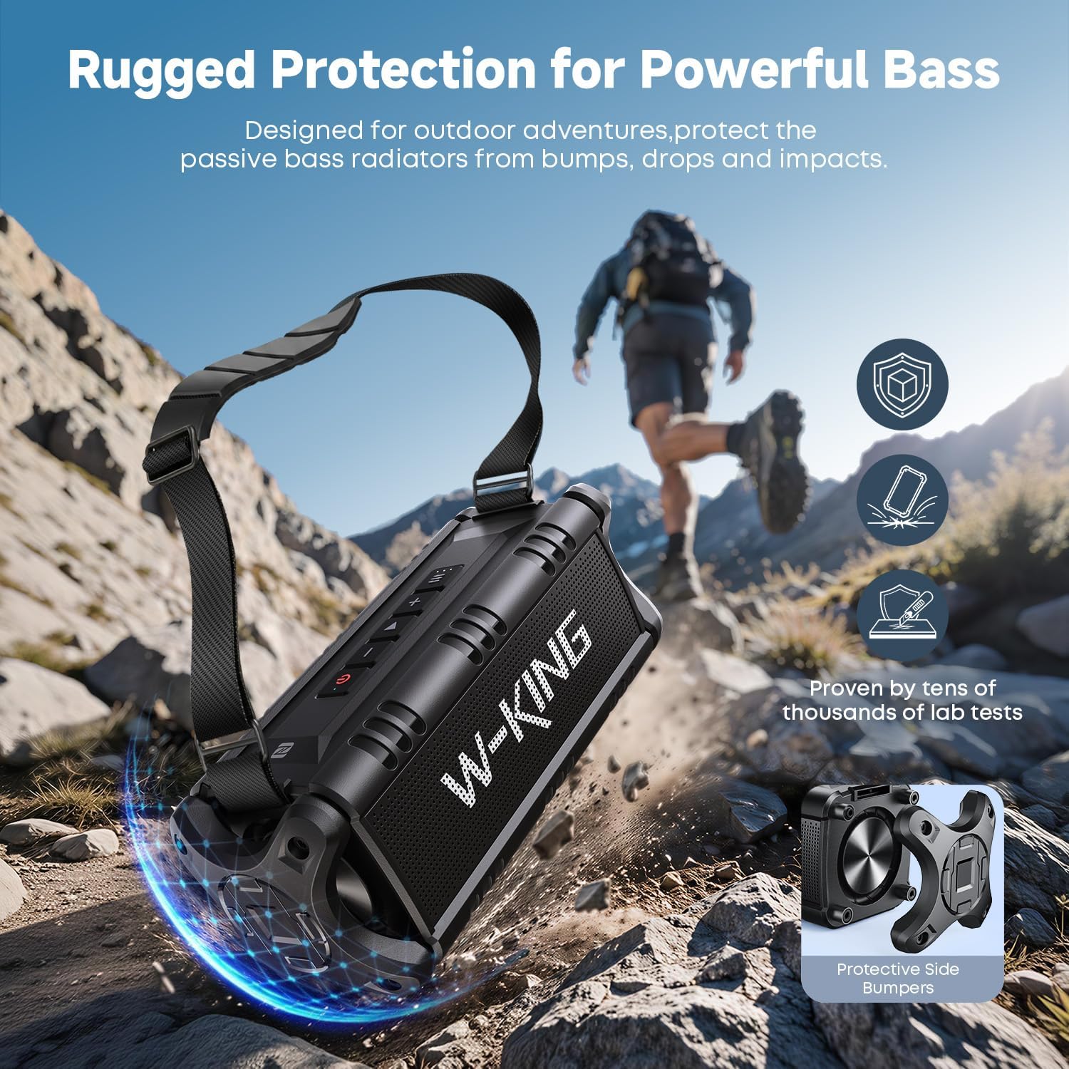 Detalle 2 de W-KING Bluetooth Speaker (90W Max) — IPX6 Portable Outdoor Speaker with 50W Deep Bass, 40H Playback