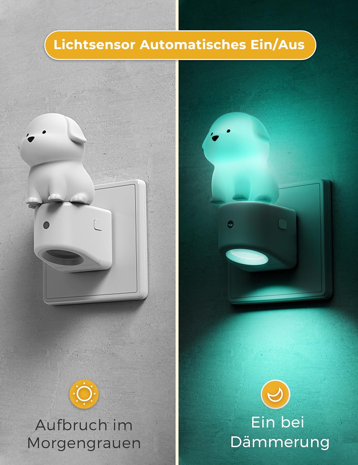 Thumbnail 3 de LOHAS-LED Nachtlicht Steckdose: 3D Welpen-Nachtlicht mit Dämmerungssensor