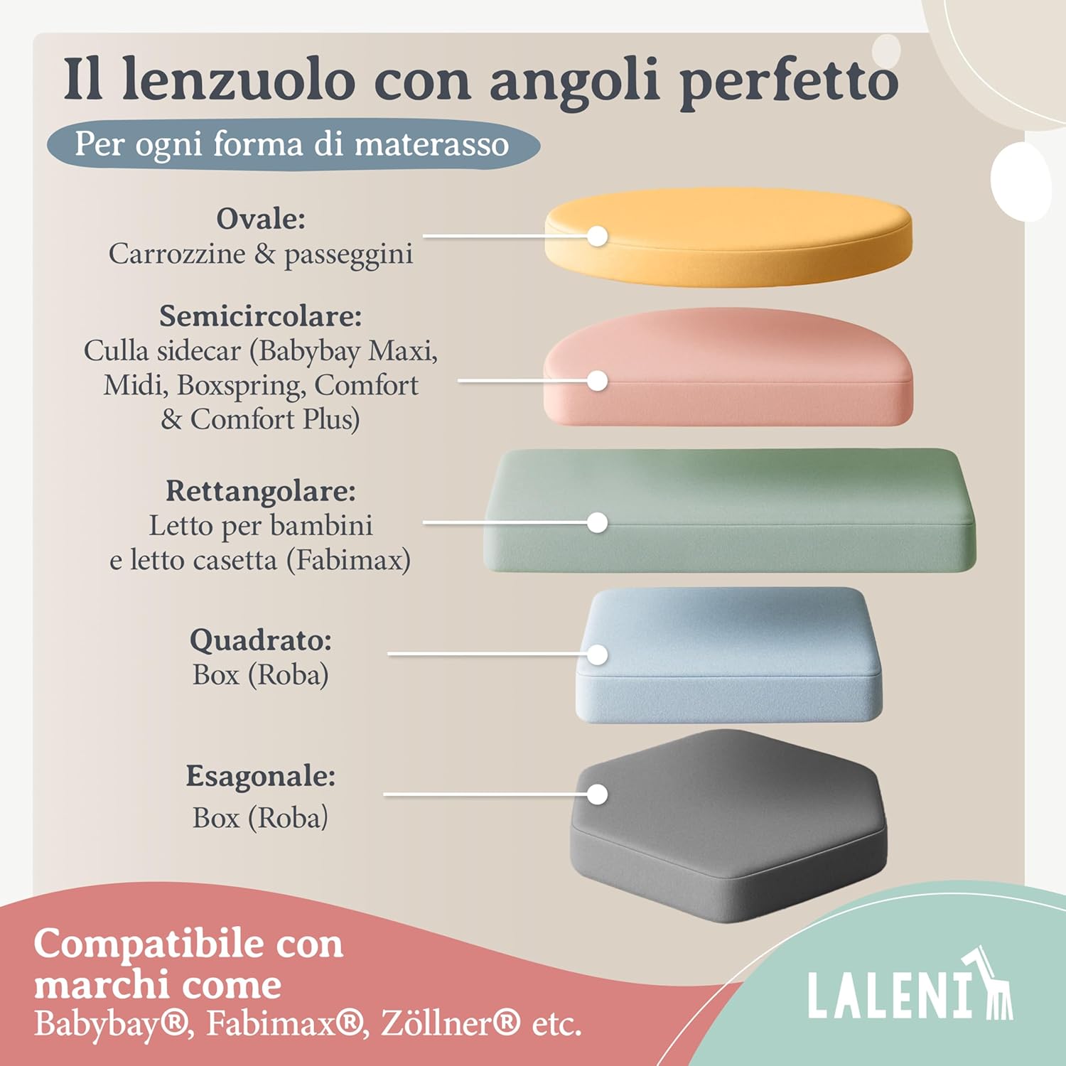 Thumbnail 6 de Laleni lenzuola e coprimaterasso per culla neonato 100x100 cm in cotone 135 gsm bianco