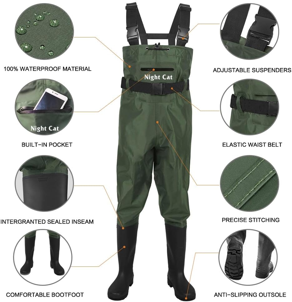 Detalle de Night Cat Wathose Waders mit Stiefeln – wasserdicht, atmungsaktiv, Crosswater