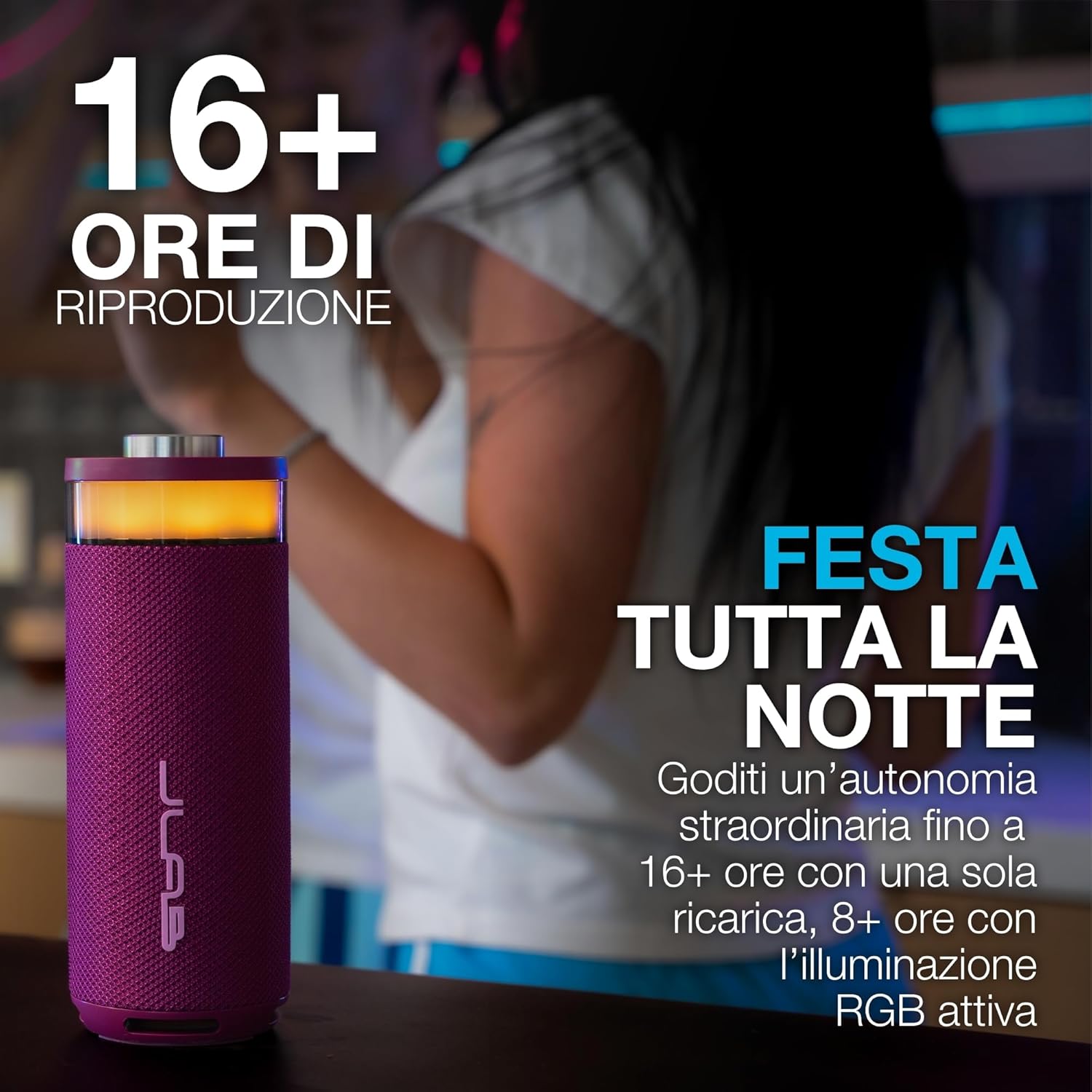 Thumbnail 1 de JLab Go Party: Cassa Bluetooth Portatile 10W con Luci RGB, IP56 e fino a 16+ ore di riproduzione
