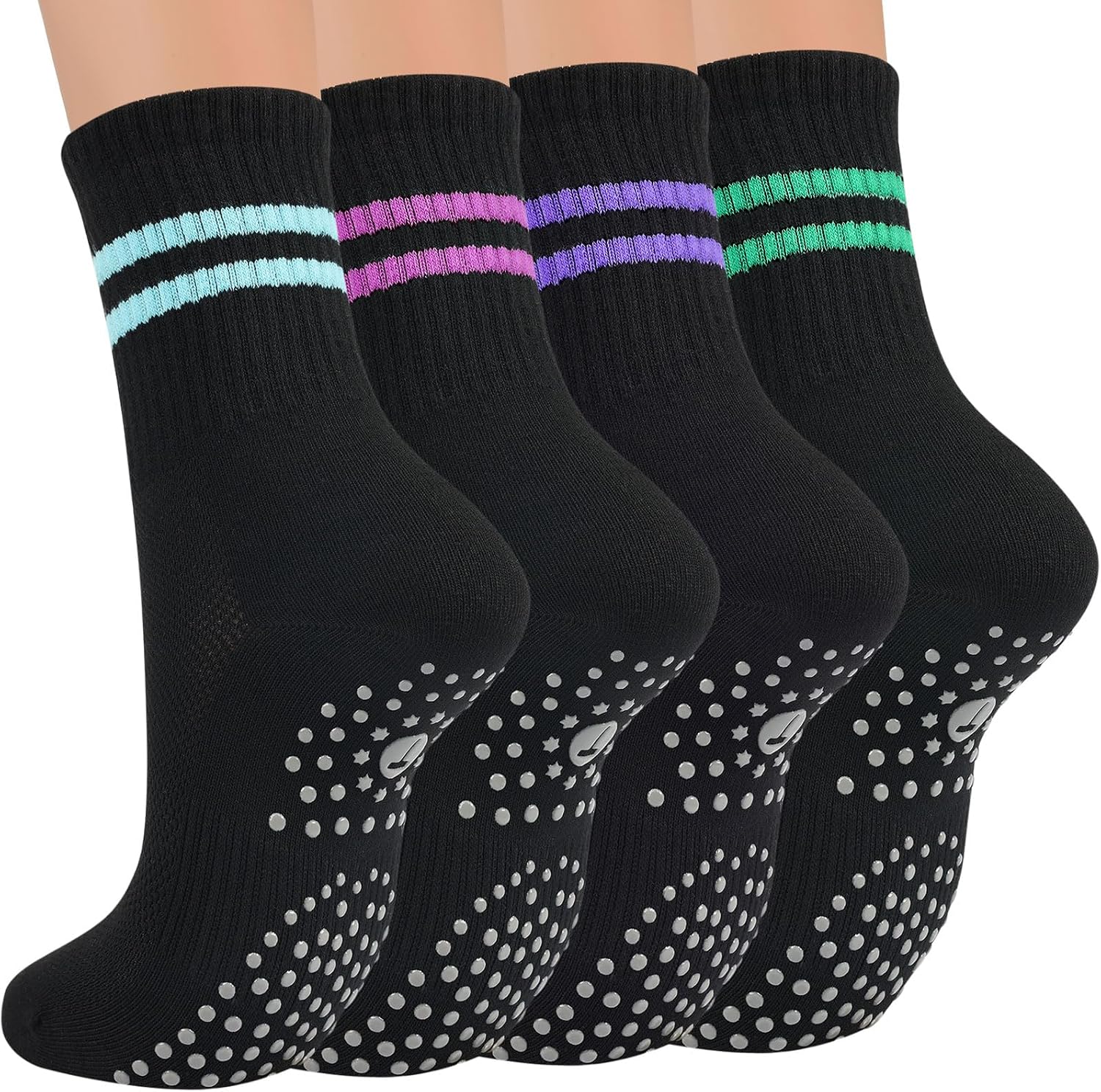 Detalle de Toes Home Pilates Socks Non-Slip, 4 Pairs
