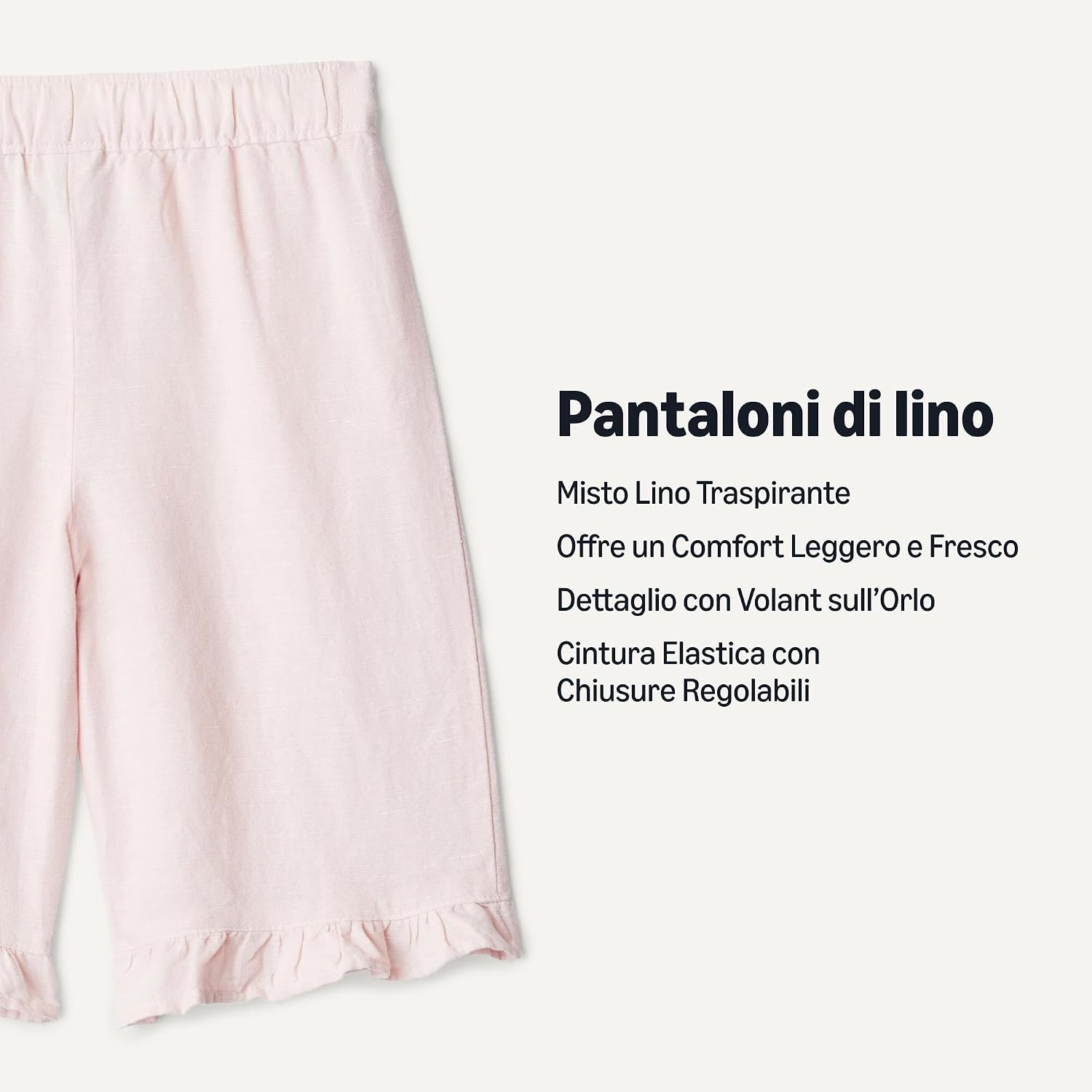 Thumbnail 1 de Amazon Essentials x Sofia Grainge Pantaloni Pull-On a gamba lunga in cotone e lino con volant – Bimbi 0-24 mesi
