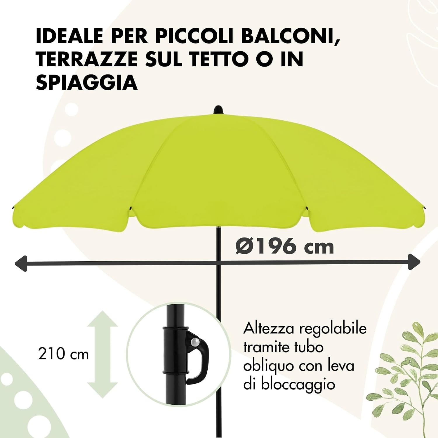 Detalle de Derby ombrellone rotondo 160 cm – versatilità e stile per spiaggia, balcone e terrazza