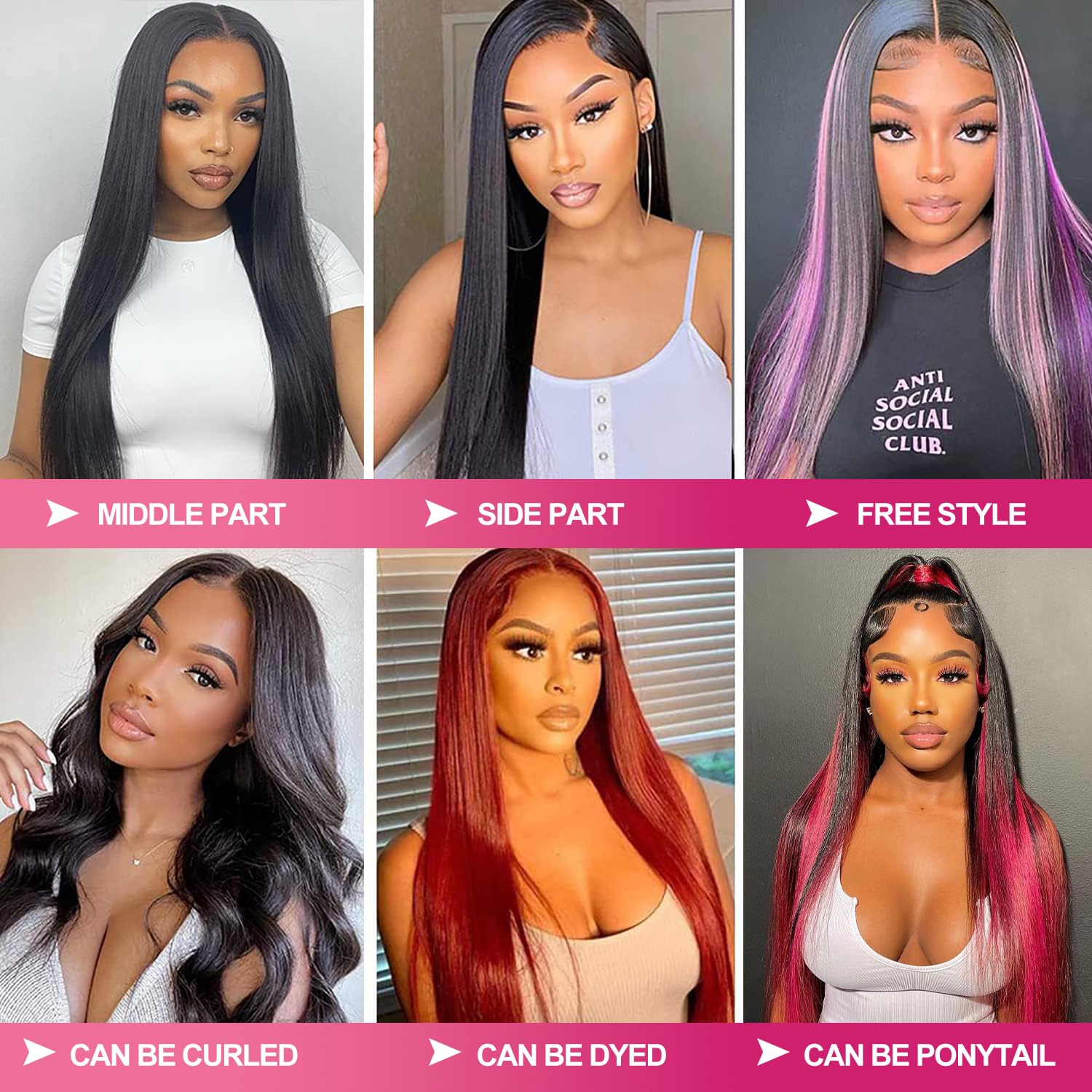 Detalle 2 de Btomar 30 Inch 13x6 HD Lace Front Wig - 200 Density, 100% Human Hair