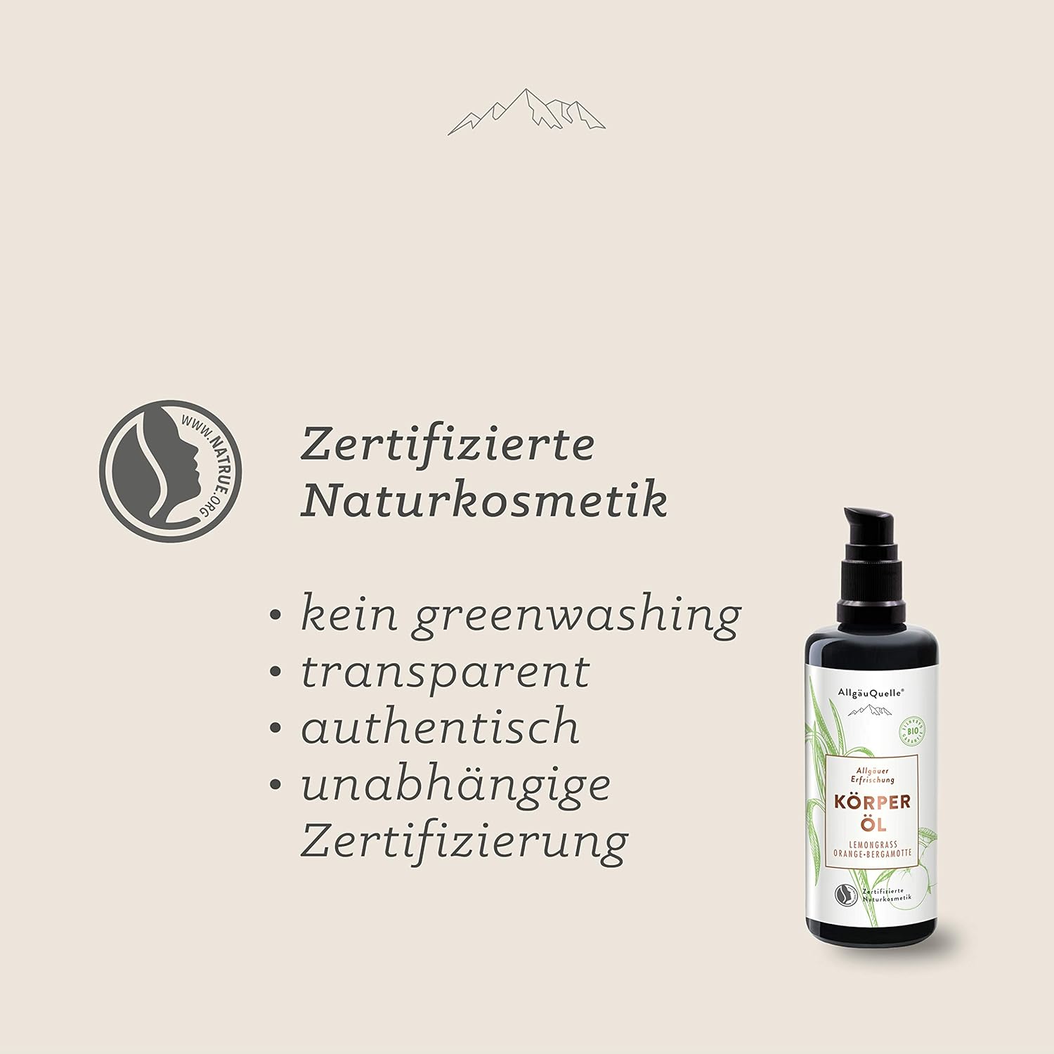 Detalle de AllgäuQuelle® BIO Körperöl „Allgäuer Erfrischung“ (100 ml) mit naturreinen ätherischen Ölen