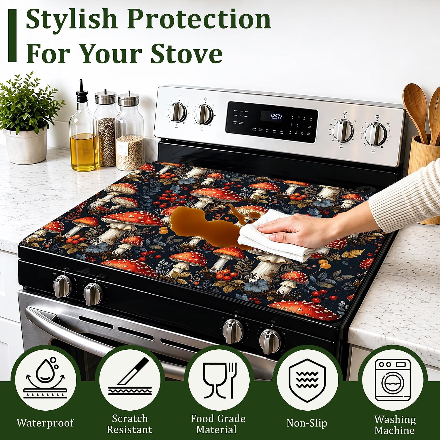 Thumbnail 4 de Qvvhorx QVV-SC-123 Electric Stove Top Cover, 28.5 x 20.5-Inch Natural Rubber