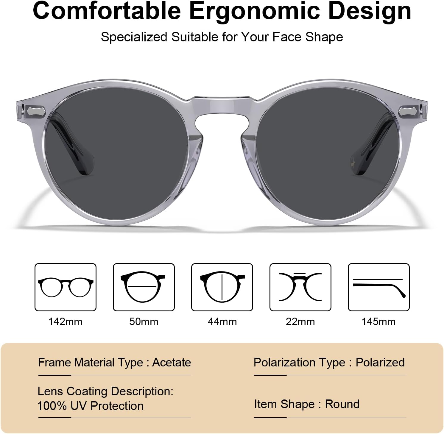 Thumbnail 4 de CARFIA Polarisierte Sonnenbrille Herren – Rundrahmen mit Lederetui