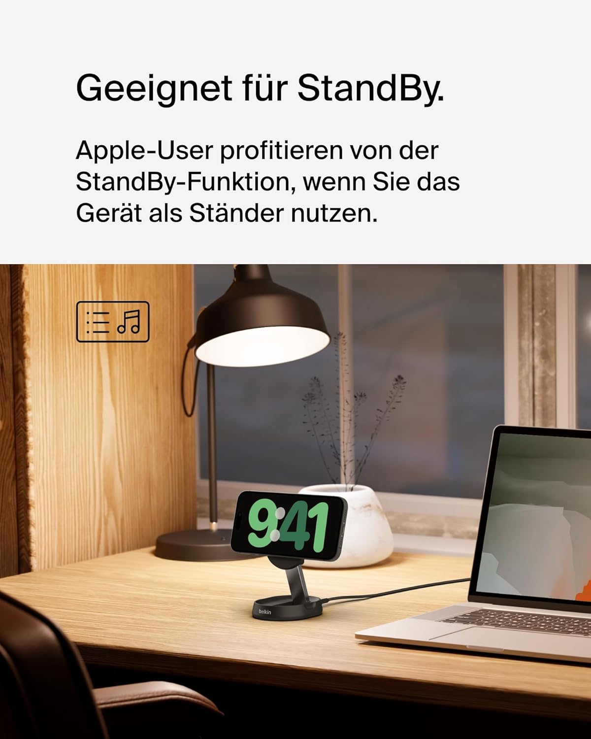 Thumbnail 6 de Belkin BoostCharge Pro induktive Ladestation 15W (Qi2) mit MagSafe-Kompatibilität – kabelloses Ladegerät inkl. 20-W-Netzteil, Schwarz