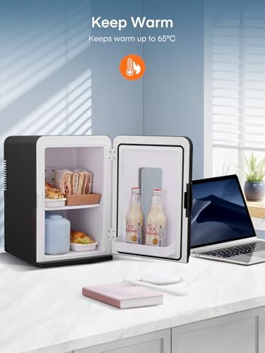 Detalle de FOHERE Mini Nevera Portátil 15L: Frío/Calor, 12V/220V, Silenciosa para cosméticos y snacks