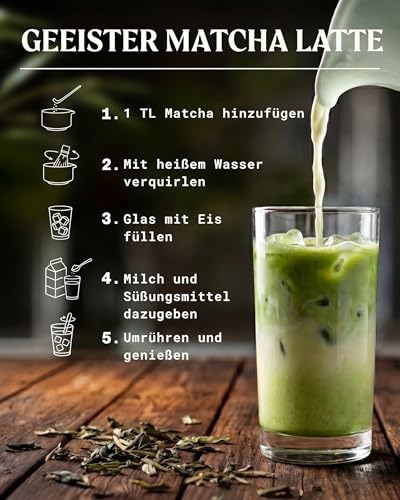 Detalle de NaturaleBio Bio Japanisches Premium Matcha Pulver mit L-Theanin