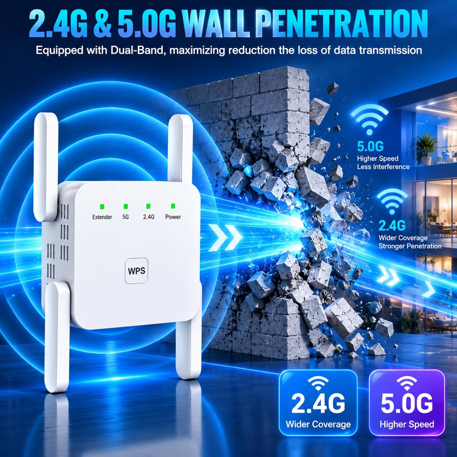 Thumbnail 2 de PEDUMMY AC1200 WiFi Extender, Dual-Band 1200 Mbps with Ethernet Port