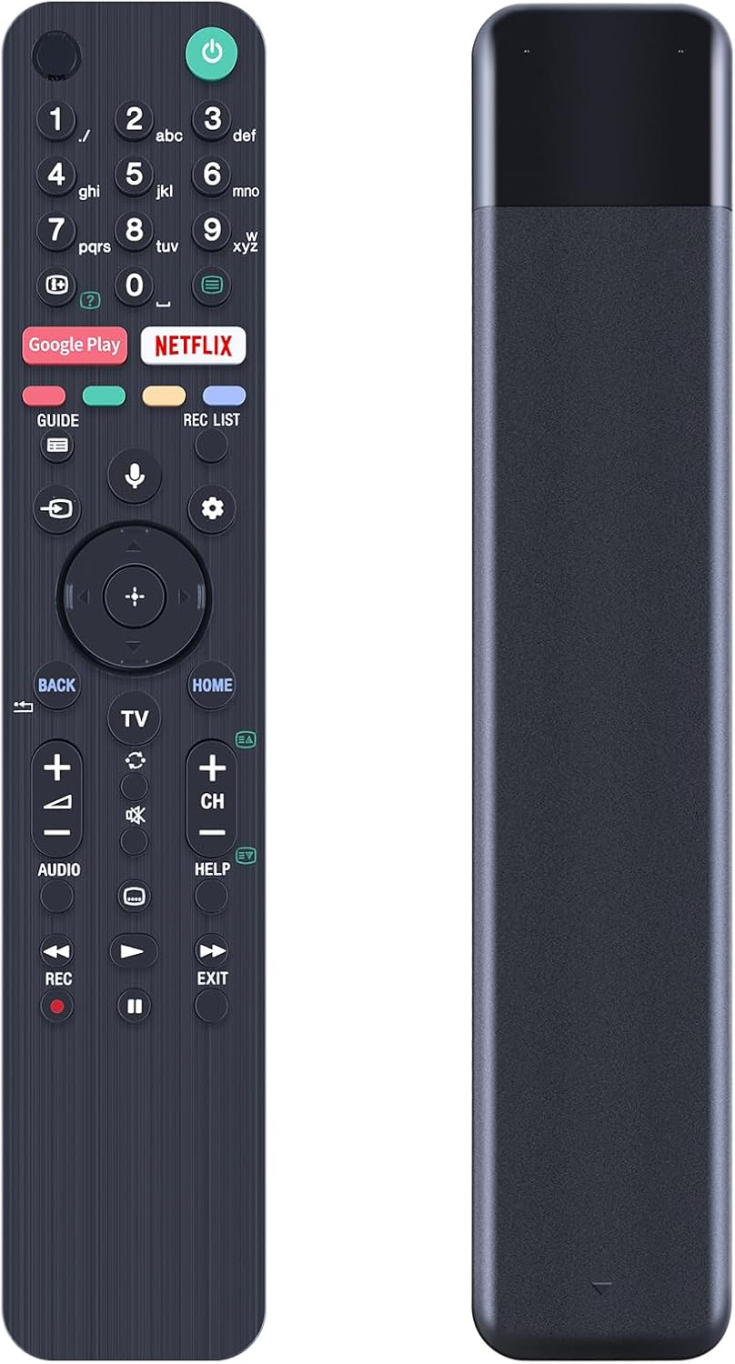 Detalle de RMF-TX500E Voice Replacement Remote Control for Sony Smart TV (KD-55XG8577 / KD-55XH9005 / KD-55XH9505 / KD-65XG8596 / KD-65XG9505 / KD-65XH9288 / KD-75XG9505) with Netflix & Google Play Buttons