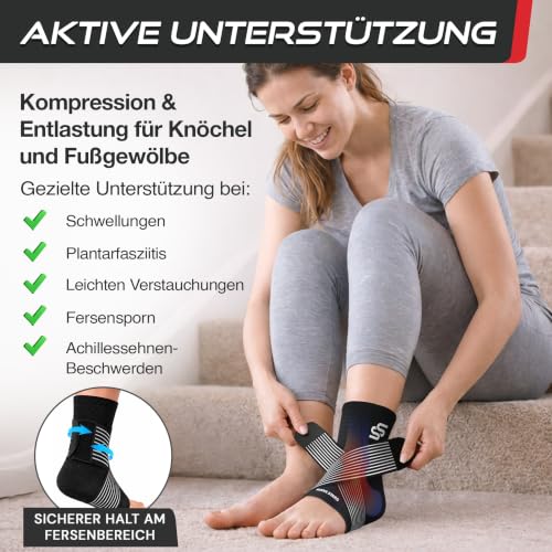 Detalle de Sleeve Stars Sprunggelenkbandage: Knöchelschutz für Sportler (Schwarz) – rechts oder links