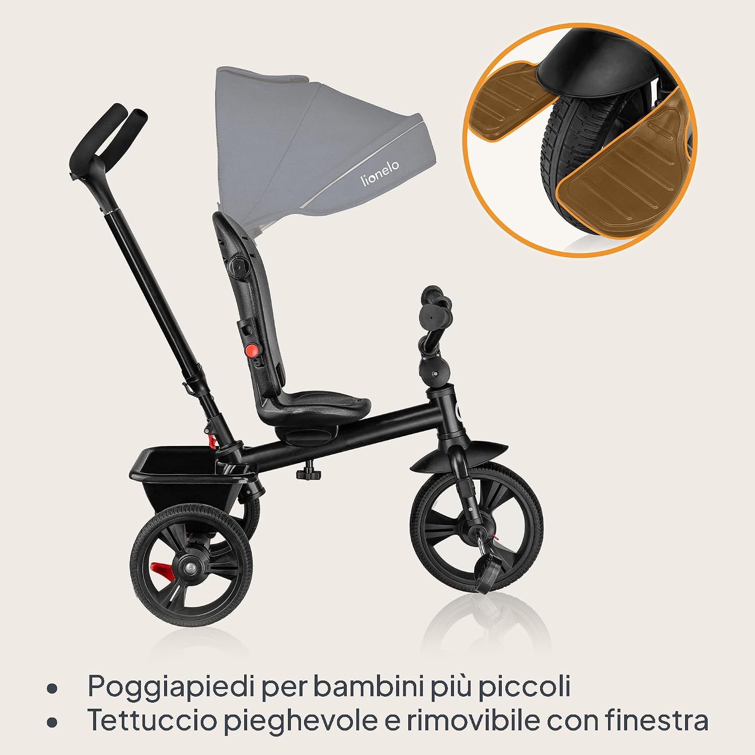 Thumbnail 4 de Lionelo Haari 2 in 1: triciclo/bici per bambini fino a 25 kg, pieghevole, fronte mamma e fronte strada
