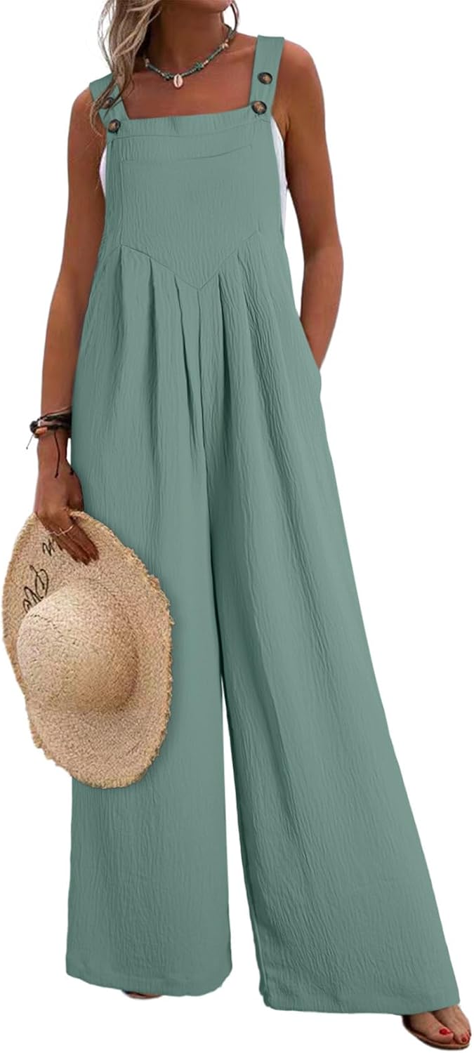 Thumbnail 6 de Dokotoo Women's Casual Loose Overalls Jumpsuits One Piece Sleeveless Wide Leg Long Pant Rompers With Pockets