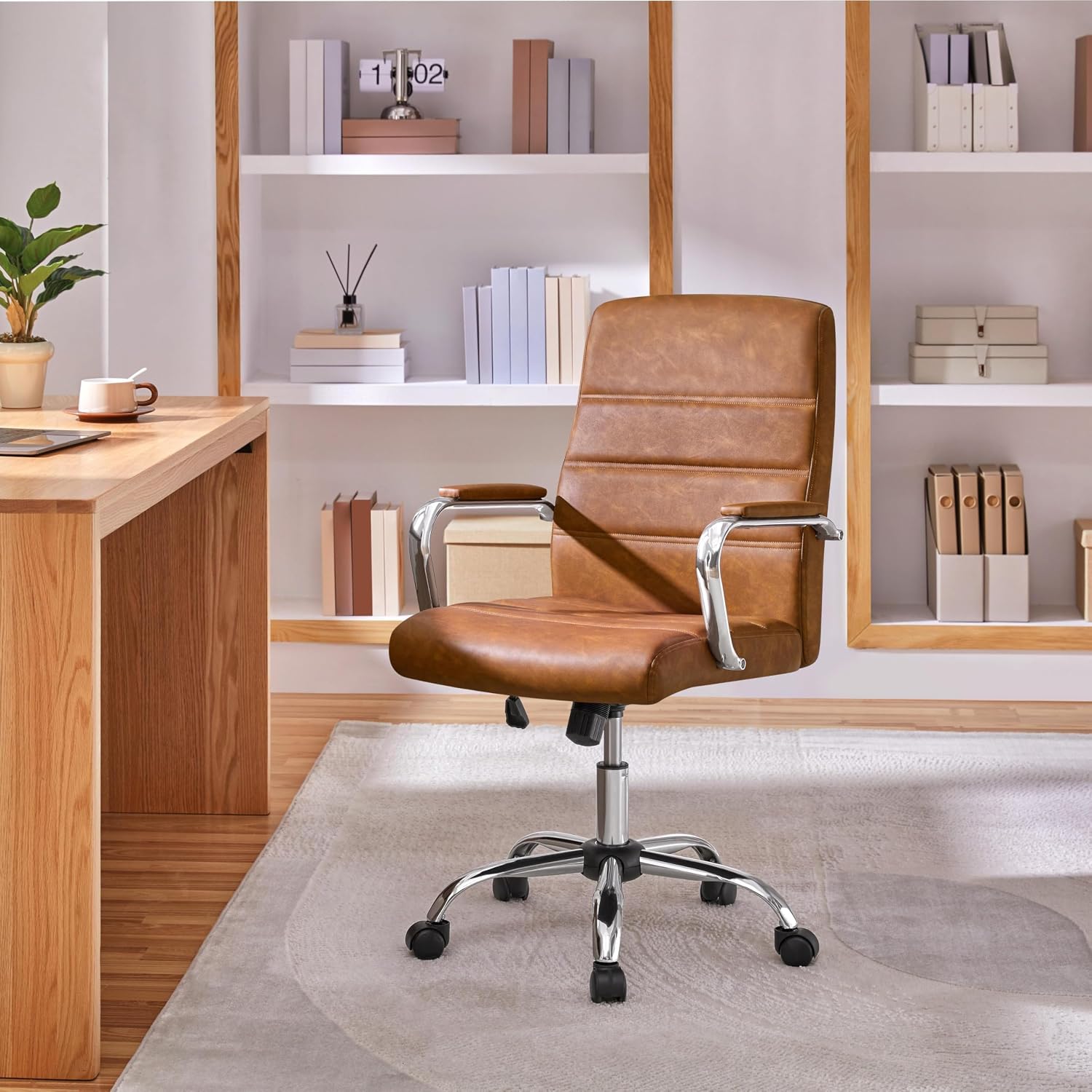 Thumbnail 1 de Yaheetech 593084 Retro Brown Executive Office Chair, Rocking PU Leather