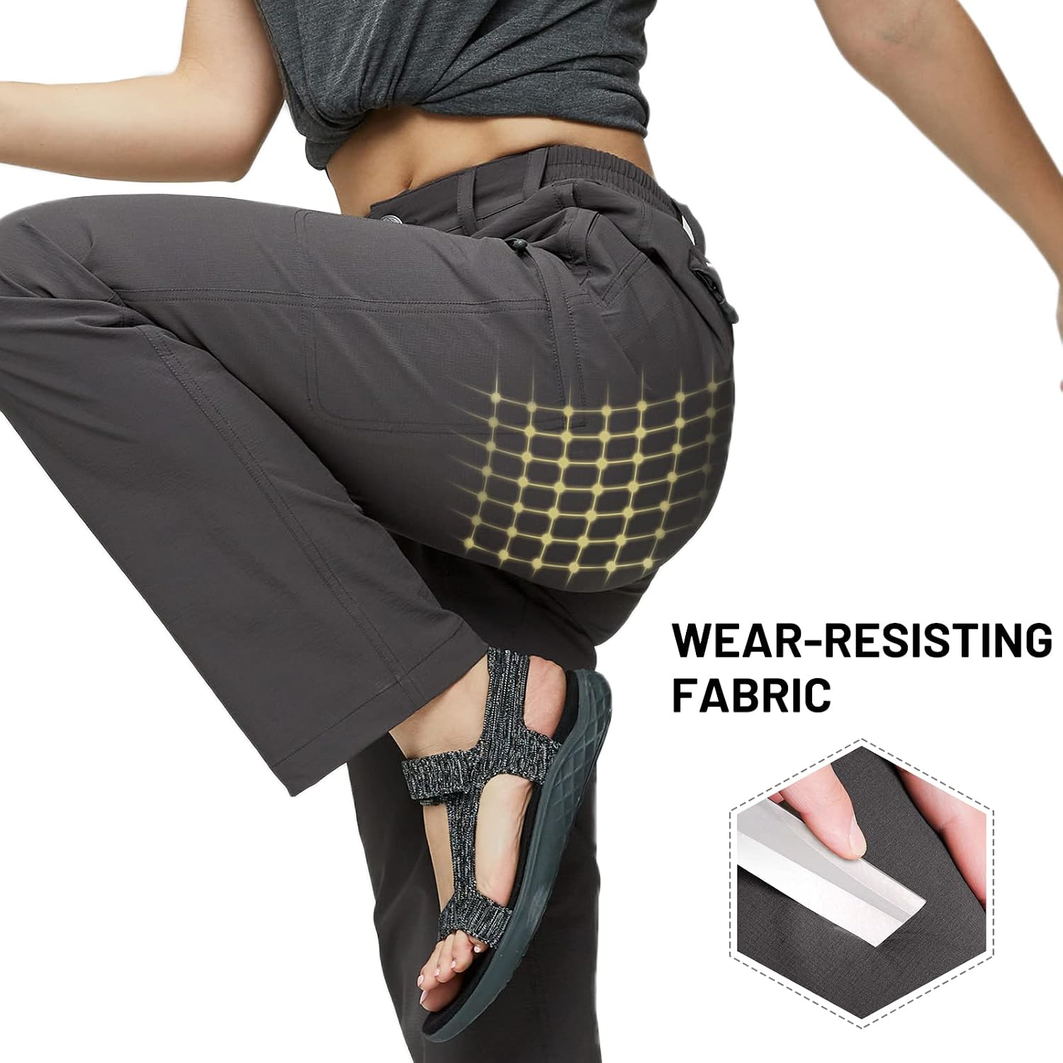 Detalle 2 de MIER Women's Quick Dry Cargo Pants – Lightweight, Stretchy, Water-Resistant Hiking Trousers