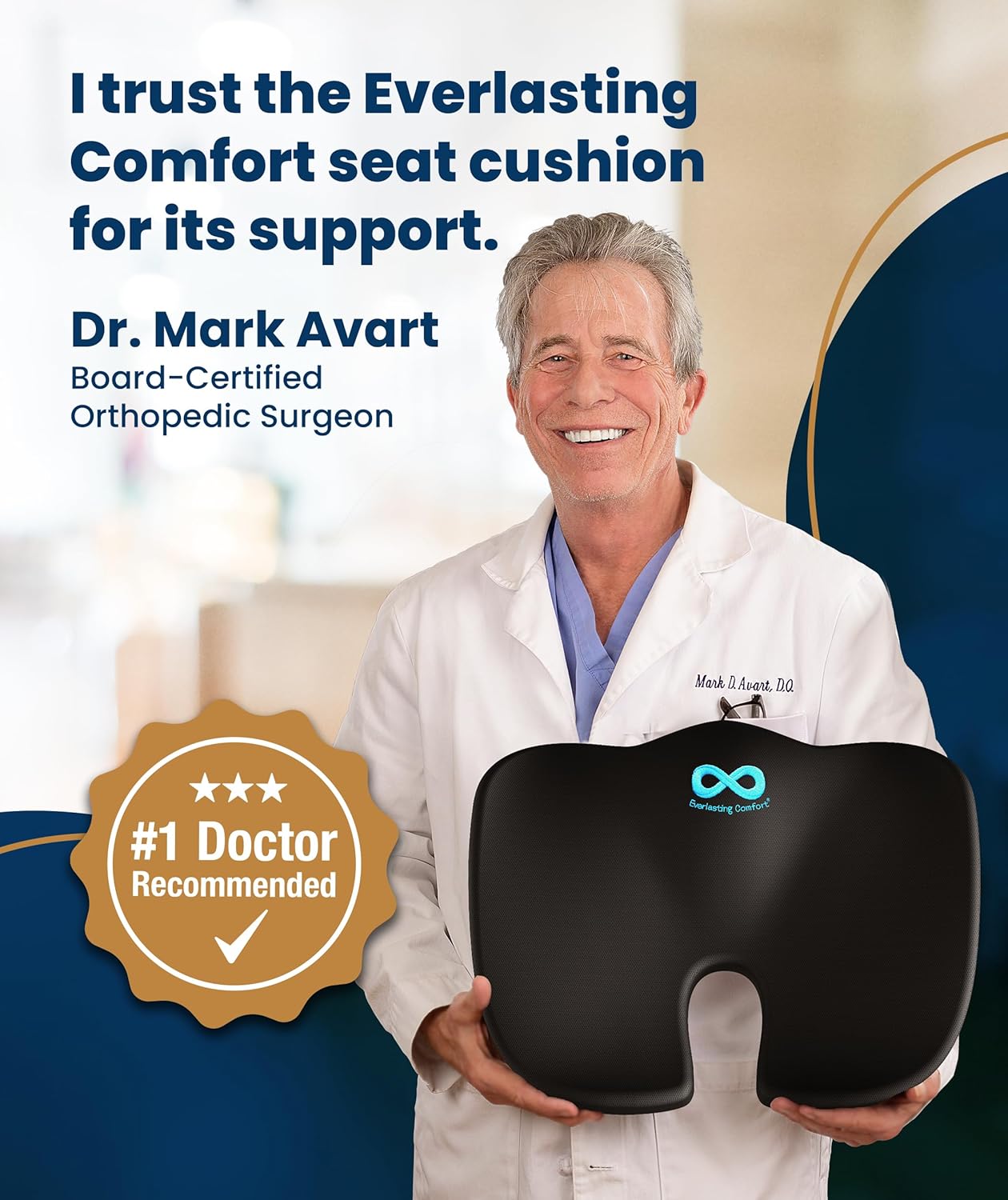 Thumbnail 6 de Everlasting Comfort Doctor Recommended Memory Foam Seat Cushion (Black, Large) for Office Chairs & Car